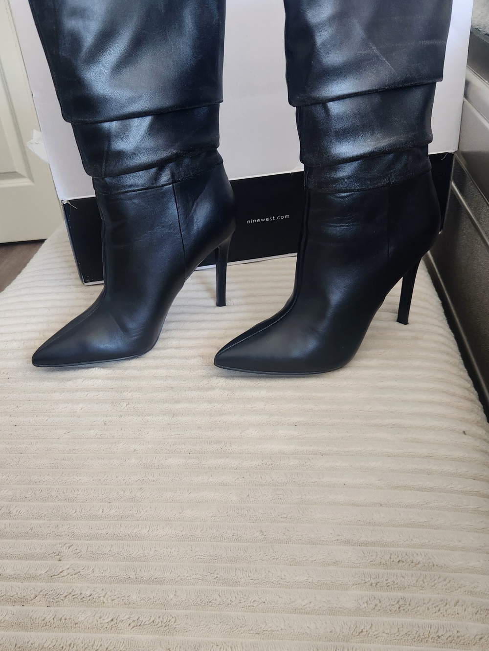 Nine West Black Pointed-Toe Stiletto Knee-High Boots